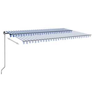 Ručně zatahovací markýza s LED světlem 500x300 cm modrá a bílá - obrázek 3