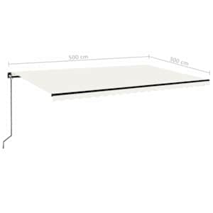 Ručně zatahovací markýza s LED světlem 500 x 300 cm krémová - obrázek 7