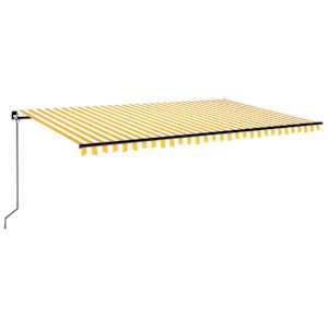 Ručně zatahovací markýza s LED světlem 500 x 300 cm žlutobílá - obrázek 2