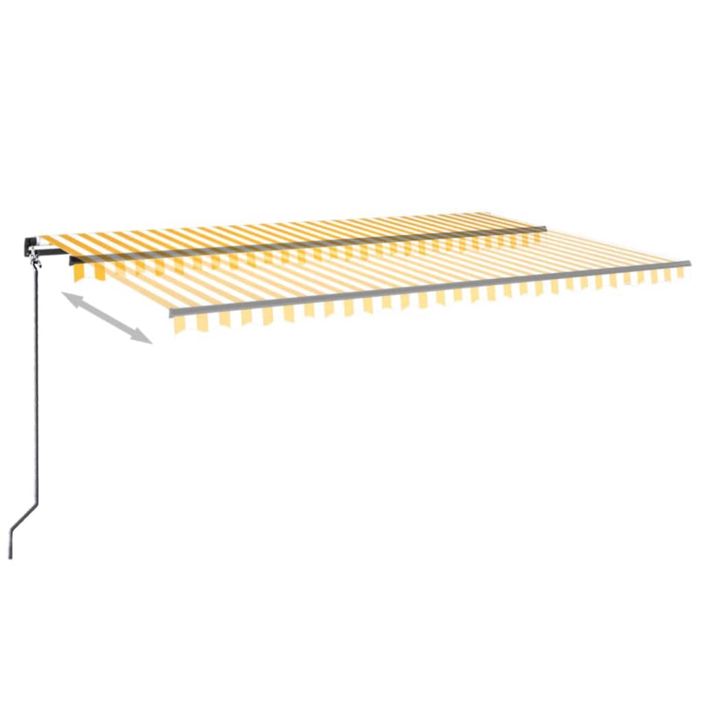 

vidaXL Luifel handmatig uittrekbaar met LED 500x300 cm geel en wit
