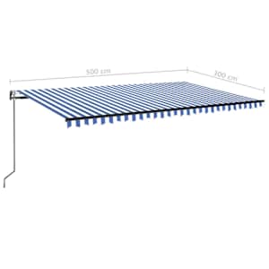 Automatická markýza LED a senzor větru 500 x 300 cm modrobílá - obrázek 10