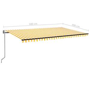 Automatická markýza LED a senzor větru 500 x 300 cm žlutá/bílá - obrázek 10