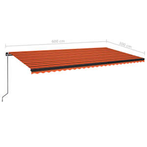 Ručně zatahovací markýza 600 x 300 cm oranžovo-hnědá - obrázek 7