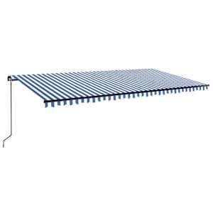 Ručně zatahovací markýza s LED světlem 600 x 300 cm modrobílá - obrázek 2
