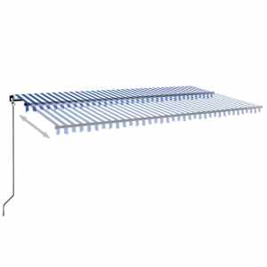 Ručně zatahovací markýza s LED světlem 600 x 300 cm modrobílá - obrázek 3