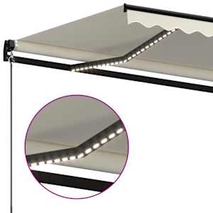 Ručně zatahovací markýza s LED světlem 600 x 300 cm krémová - obrázek 5