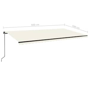 Ručně zatahovací markýza s LED světlem 600 x 300 cm krémová - obrázek 7
