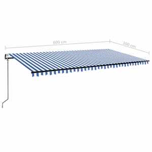 Automatická markýza LED a senzor větru 600 x 300 cm modrobílá - obrázek 10