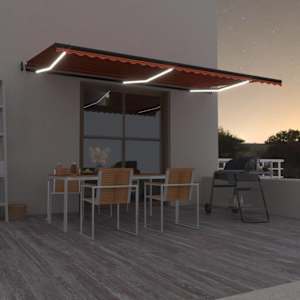 Automatická markýza LED a senzor větru 600x300 cm oranžovohnědá