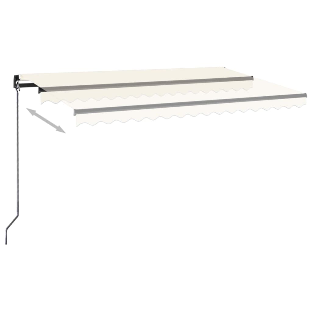 

vidaXL Luifel handmatig uittrekbaar met LED 400x350 cm crèmekleurig