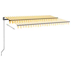 Ručně zatahovací markýza s LED světlem 400 x 350 cm žlutobílá - obrázek 3