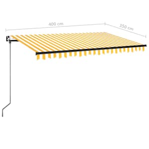 Ručně zatahovací markýza s LED světlem 400 x 350 cm žlutobílá - obrázek 7