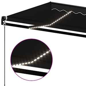 Ručně zatahovací markýza s LED světlem 400 x 350 cm antracitová - obrázek 5