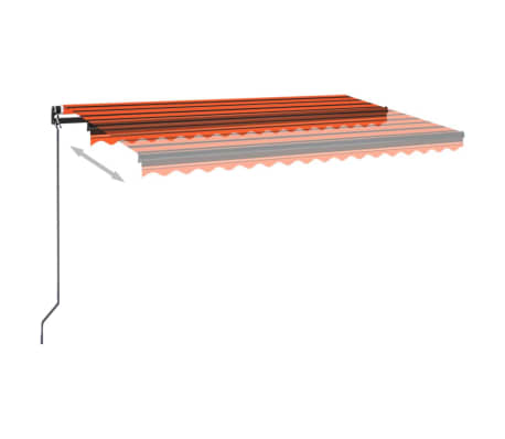 vidaXL Markis manuellt inf&auml;llbar med LED 400x350 cm orange och brun