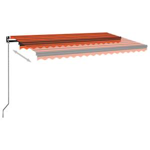 vidaXL Markis manuellt inf&auml;llbar med LED 400x350 cm orange och brun