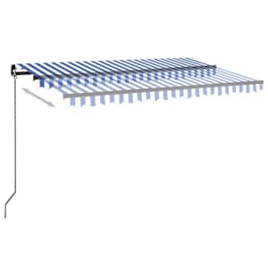 Automatická markýza LED a senzor větru 400 x 350 cm modrobílá - obrázek 9