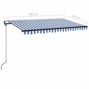 Automatická markýza LED a senzor větru 400 x 350 cm modrobílá - obrázek 10