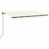 vidaXL automaatne varikatus, LED ja tuuleandur, 400 x 350 cm, kreemjas