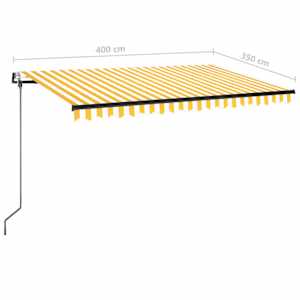 Automatická markýza LED a senzor větru 400x350 cm žlutobílá - obrázek 10