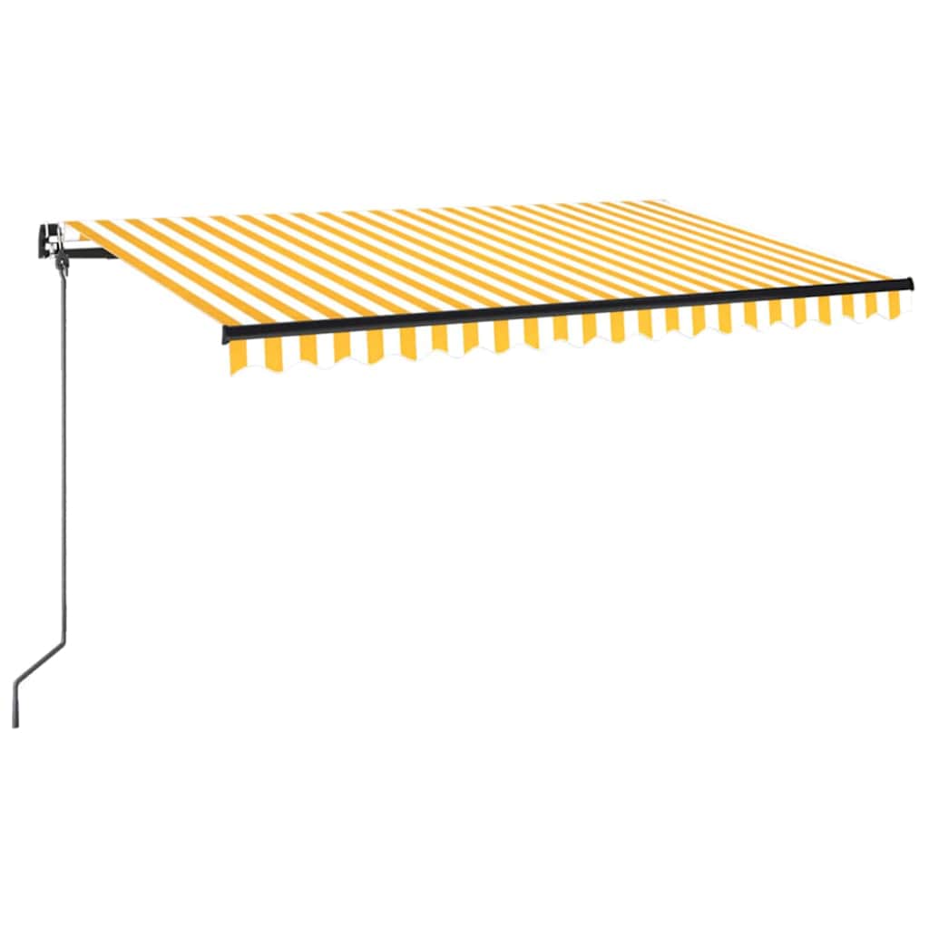 vidaXL Ručně zatahovací markýza 450 x 350 cm žlutobílá