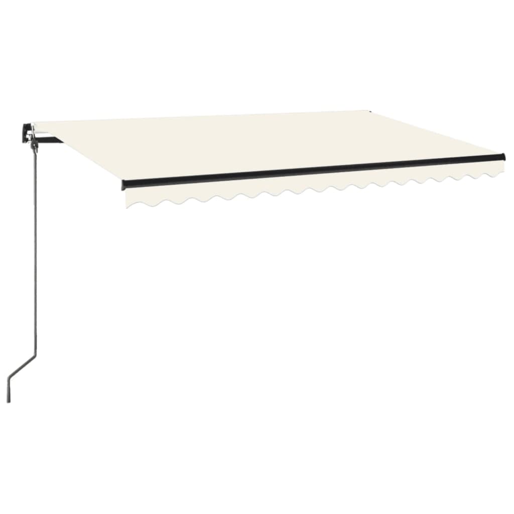 vidaXL Ručně zatahovací markýza s LED světlem 450 x 350 cm krémová