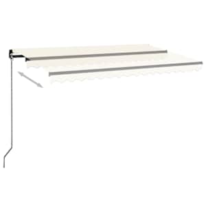 Ročno zložljiva tenda z LED lučmi 450x350 cm krem - slika 3