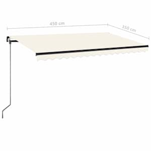 Ročno zložljiva tenda z LED lučmi 450x350 cm krem - slika 7