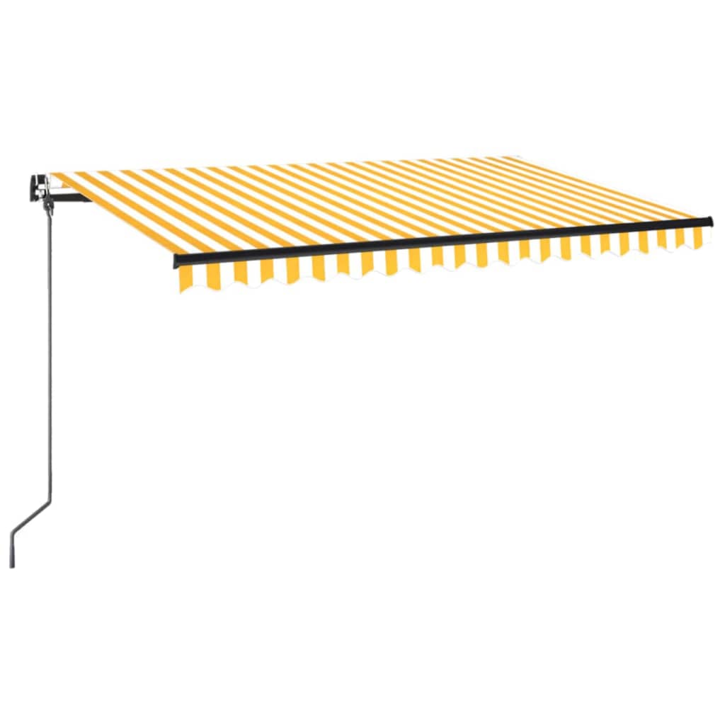 vidaXL Ručně zatahovací markýza s LED světlem 450 x 350 cm žlutobílá