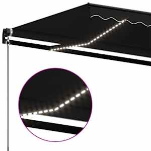 Ročno zložljiva tenda z LED lučmi 450x350 cm antracitna - slika 5