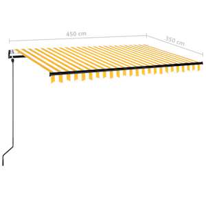 Automatická zatahovací markýza 450 x 350 cm žlutobílá - obrázek 9