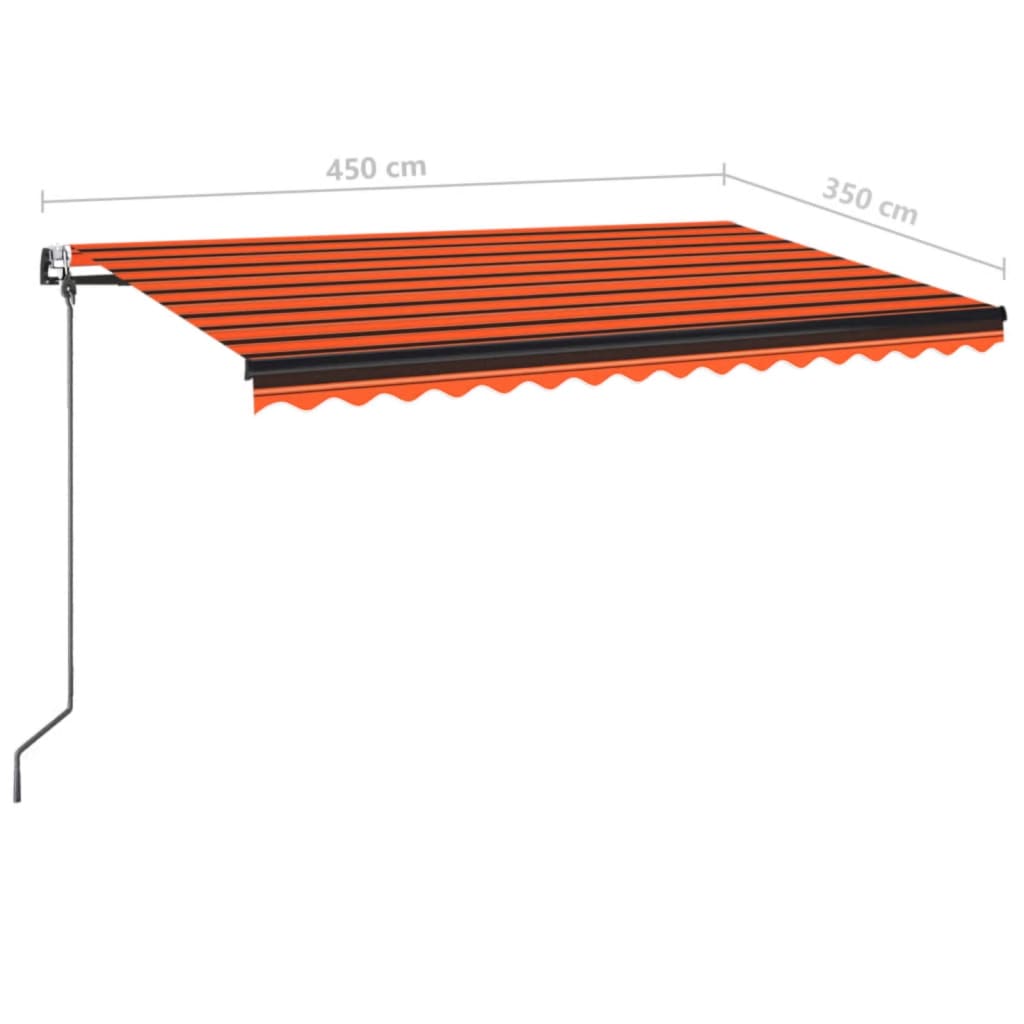 Copertină retractabilă automat, portocaliu/ maro, 450x350 cm