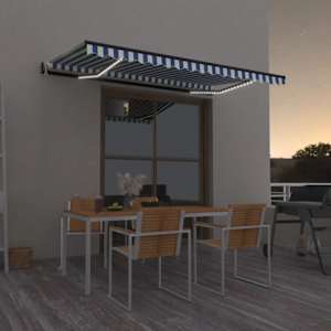 Avtomatska tenda LED + senzor 450x350 cm modra in bela