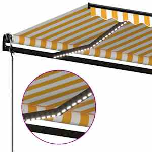 Avtomatska tenda LED + senzor 450x350 cm rumeno/bela - slika 5