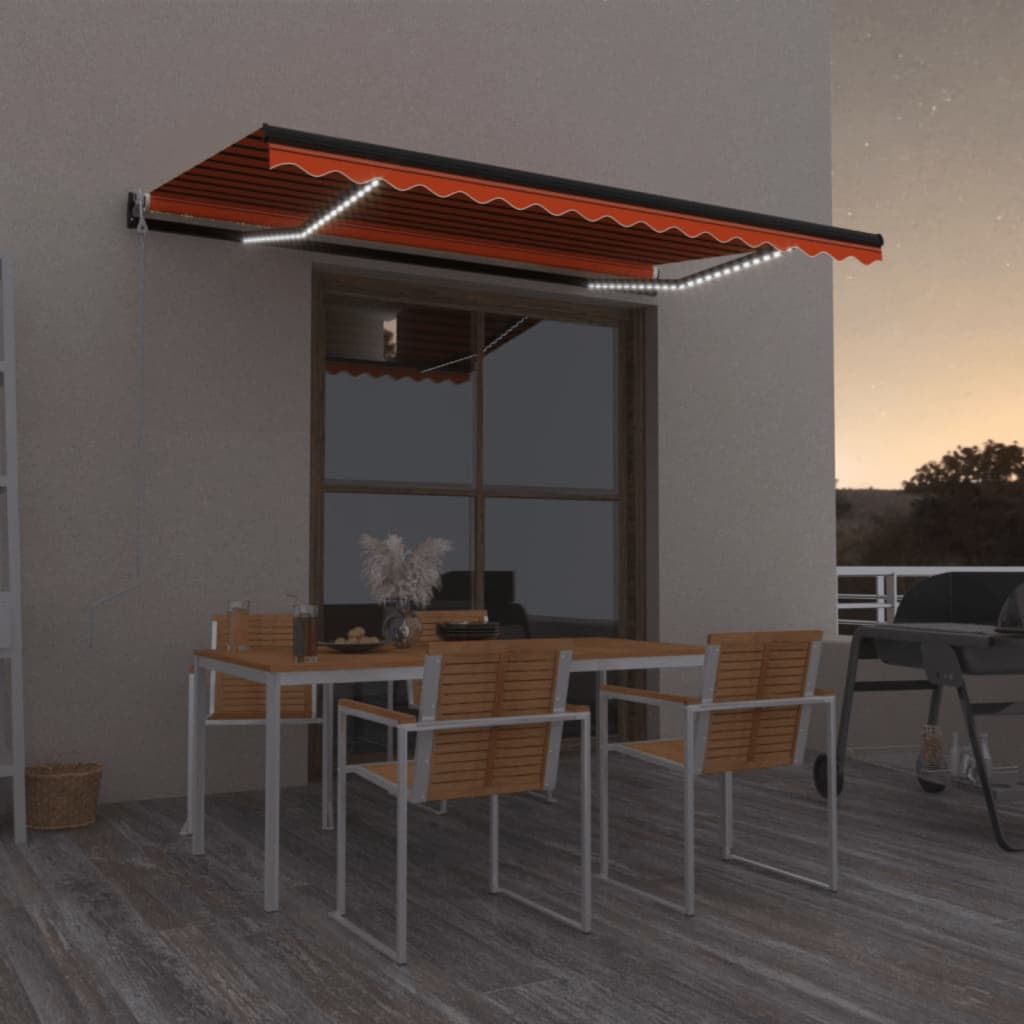 vida XL Automatische Markise mit LED Windsensor 450x 350 cm Orange/Braun