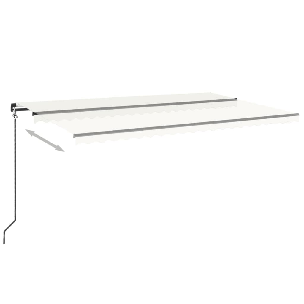 vidaXL Luifel handmatig uittrekbaar met LED 500x350 cm crèmekleurig afbeelding