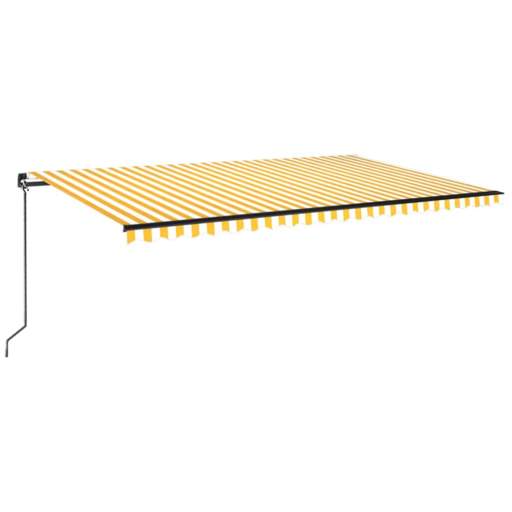 vidaXL Ručne zaťahovacia markíza s LED 500x350 cm žltá a biela
