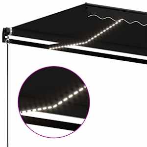 Ručně zatahovací markýza s LED světlem 500 x 350 cm antracitová - obrázek 5
