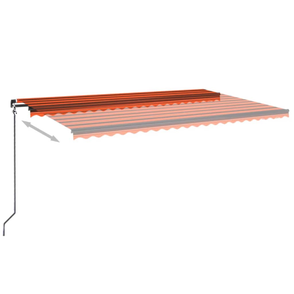 vidaXL Manual Retractable Awning with LED 500x350 cm Orange and Brown