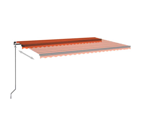 vidaXL Toldo retráctil manual con luz LED naranja y marrón 500x350 cm