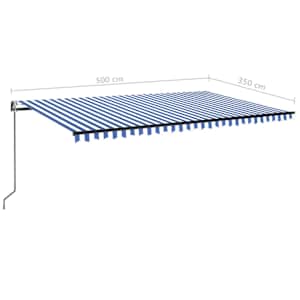 Automatická zatahovací markýza 500 x 350 cm modrobílá - obrázek 9