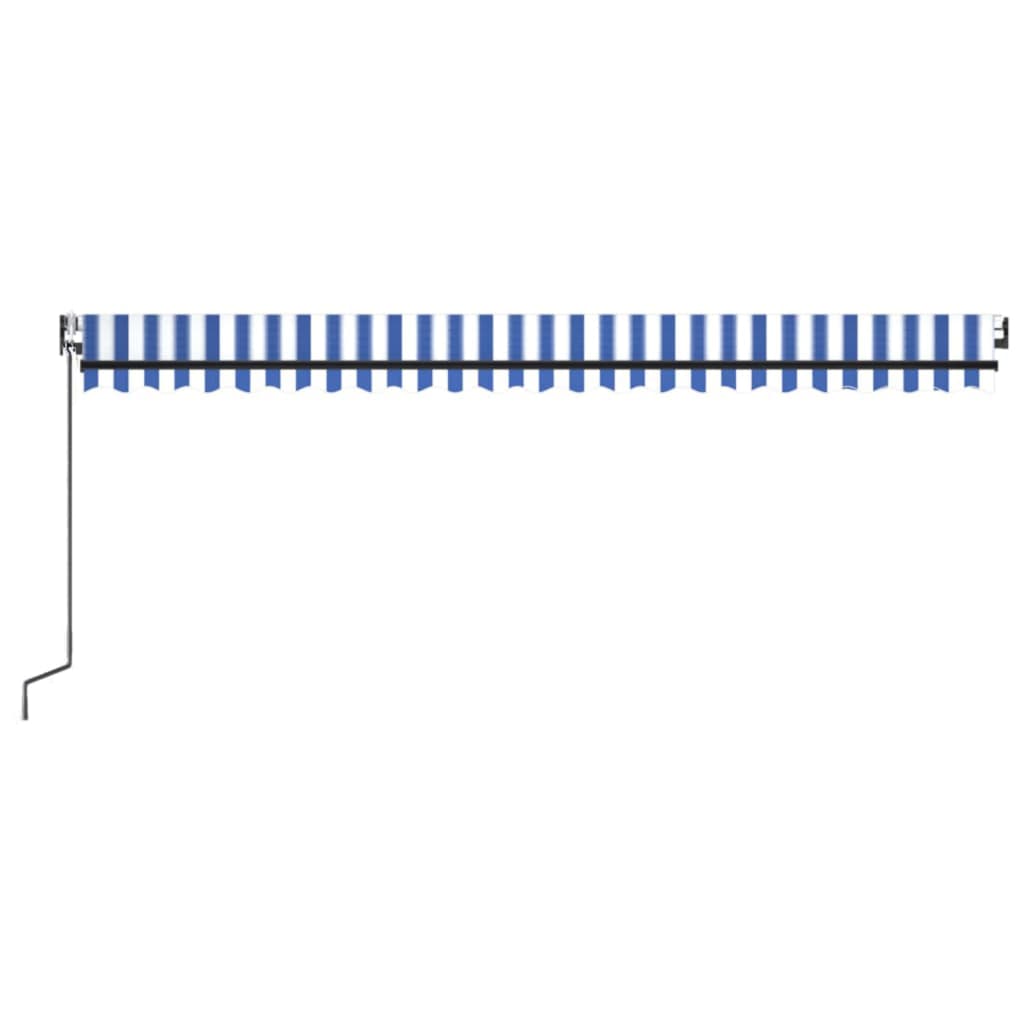 kék-fehér automata szélérzékelős és LED-es napellenző 500x350cm