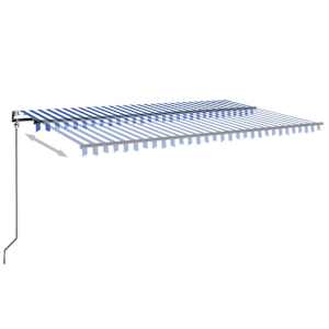 vidaXL Automatische Markise mit LED & Windsensor 500x350 Blau und Wei&szlig;