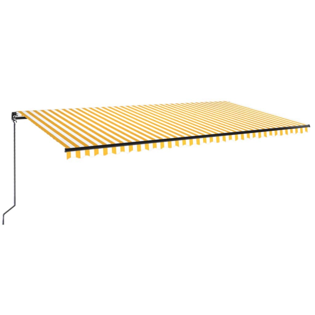 vidaXL Ručně zatahovací markýza s LED světlem 600 x 350 cm žlutobílá