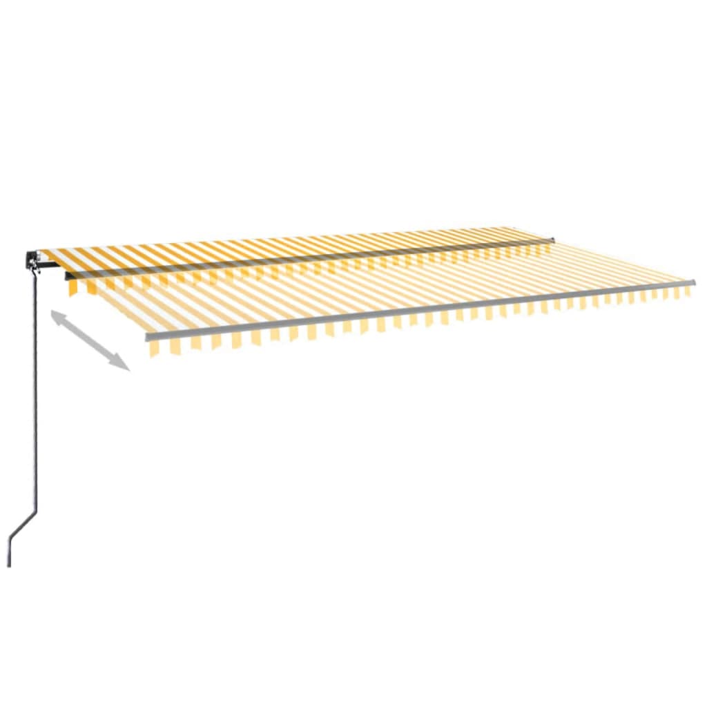 

vidaXL Luifel handmatig uittrekbaar met LED 600x350 cm geel en wit