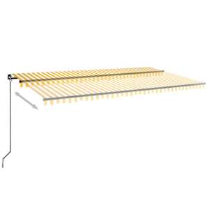 Ručně zatahovací markýza s LED světlem 600 x 350 cm žlutobílá - obrázek 3