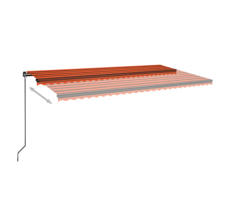 vidaXL Copertină retractabilă manual, LED, portocaliu/maro, 600x350 cm