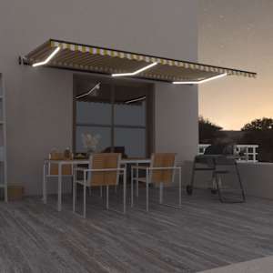 Automatická markýza LED a senzor větru 600 x 350 cm žlutá/bílá - obrázek 1