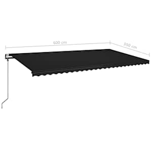 Automatická markýza LED a senzor větru 600 x 350 cm antracitová - obrázek 10