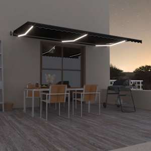 Automatická markýza LED a senzor větru 600 x 350 cm antracitová - obrázek 1