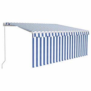 vidaXL k&auml;sitsi sisset&otilde;mmatav varikatus ruloo&LED,3x2,5 m, sinine/valge